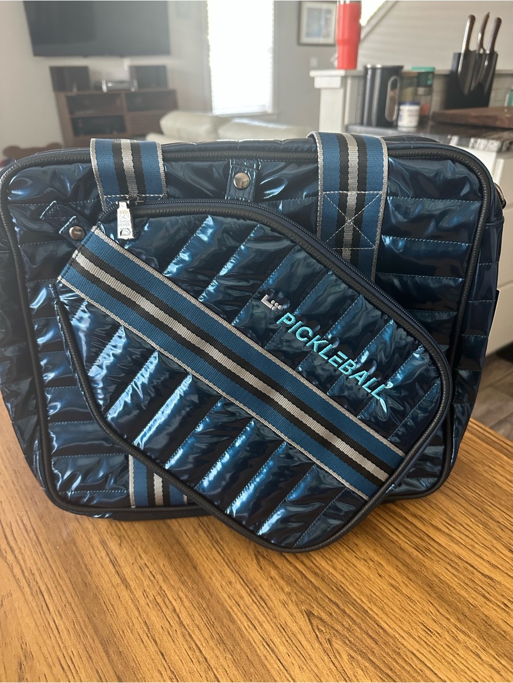 THINK ROYLN NWT Shiny Navy Blue Quilted Pickleball Tote